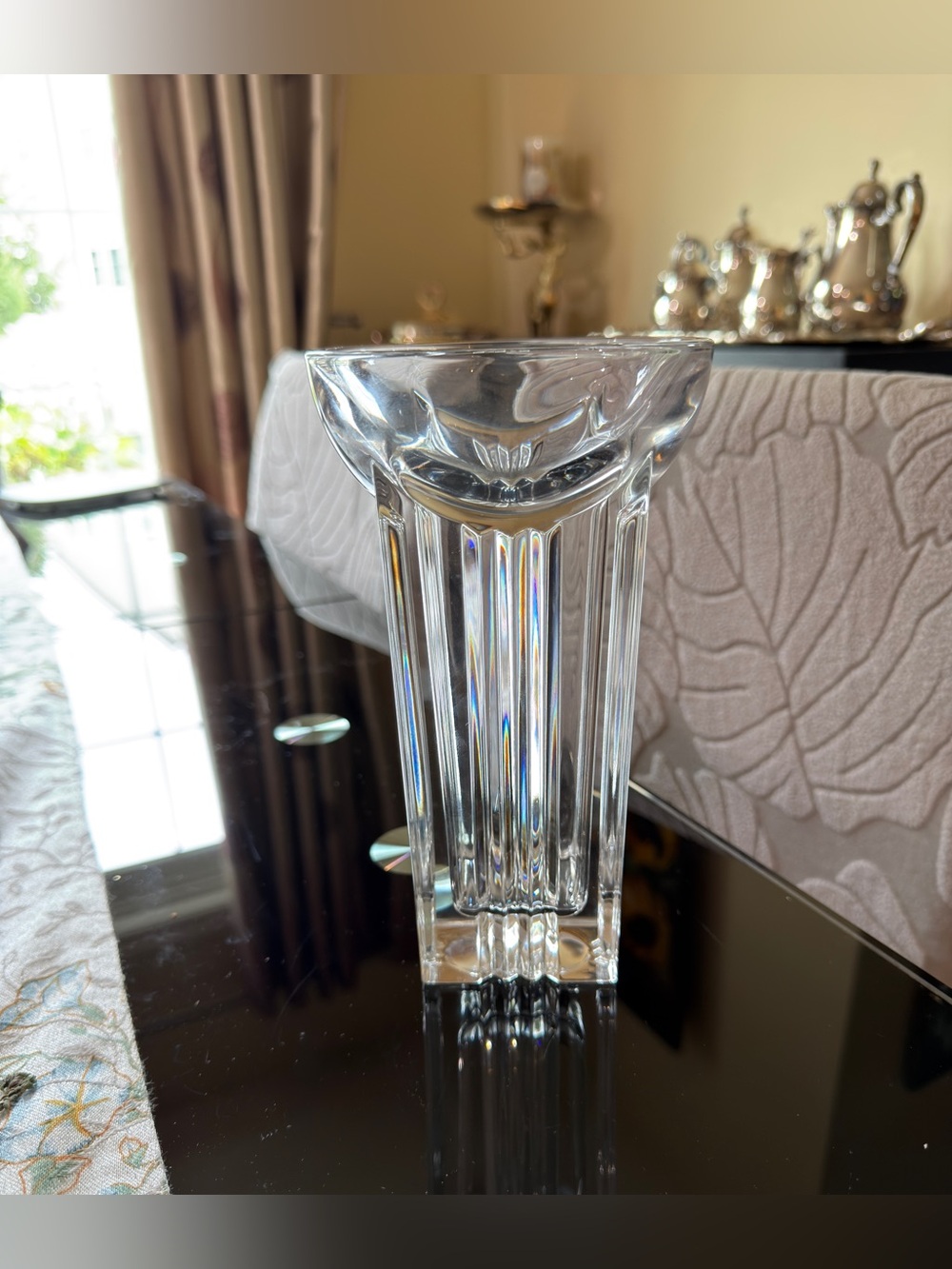 Villeroy & Boch Epocha 7.5" Crystal Flower Vase Art Deco Style - Nice!!!